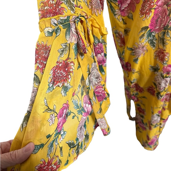 Band of Gypsies Sheer Floral Maxi Split Hem Swim Coverup Kimono Bell Sleeve S - Picture 6 of 9